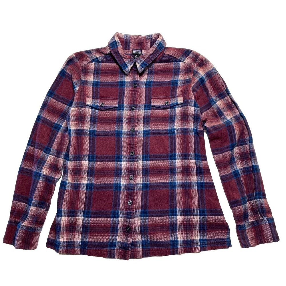 Patagonia Women's Flannel Shirt Button Up Size 6 Red Blue Plaid